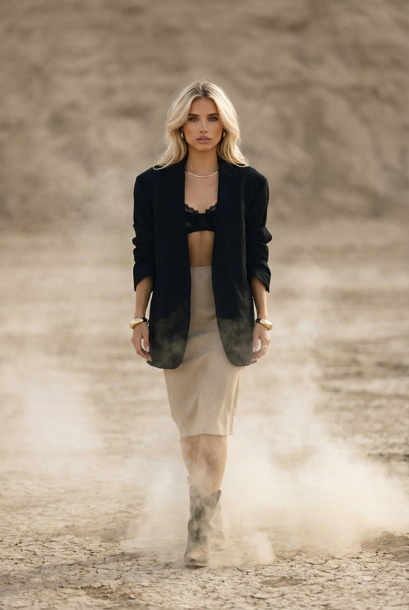 cinematic photo of a model whose appearance is identical to the provid