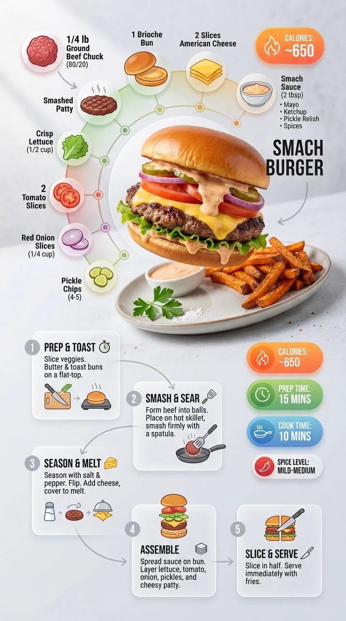 Ultra-clean modern recipe infographic. Showcase [ Ваше блюдо ] in a vi