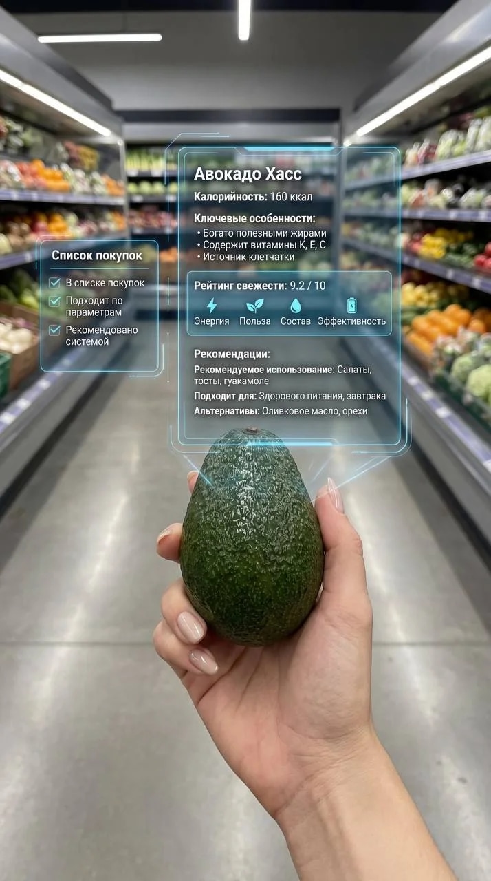 First-person shooting (first-person POV) in a modern, light store of a