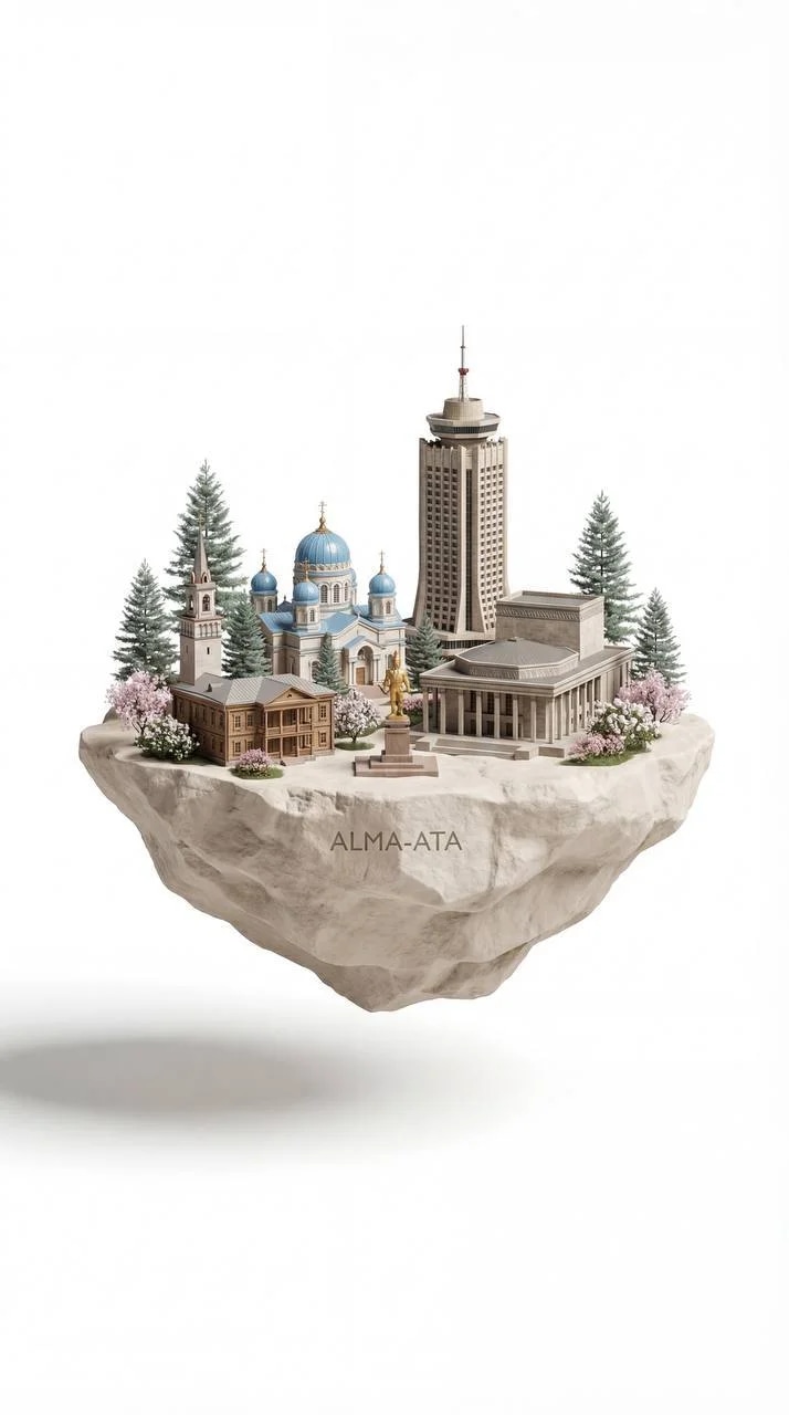 [ Ваш город ] a minimalist surreal 3D floating stone island, featuring