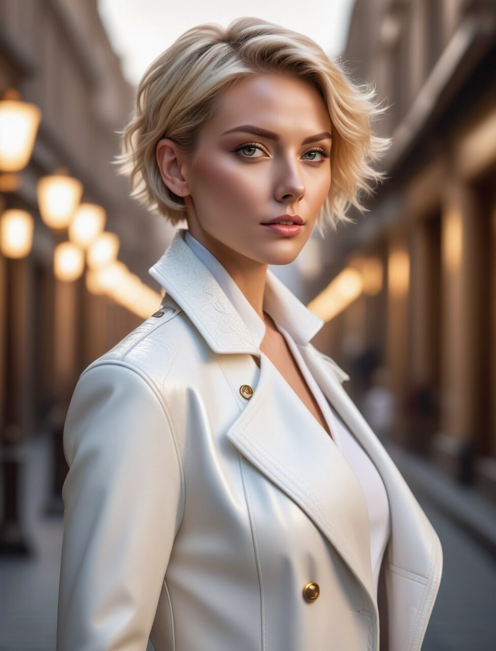 ✏ photo of strong business woman, stately posture, with blo