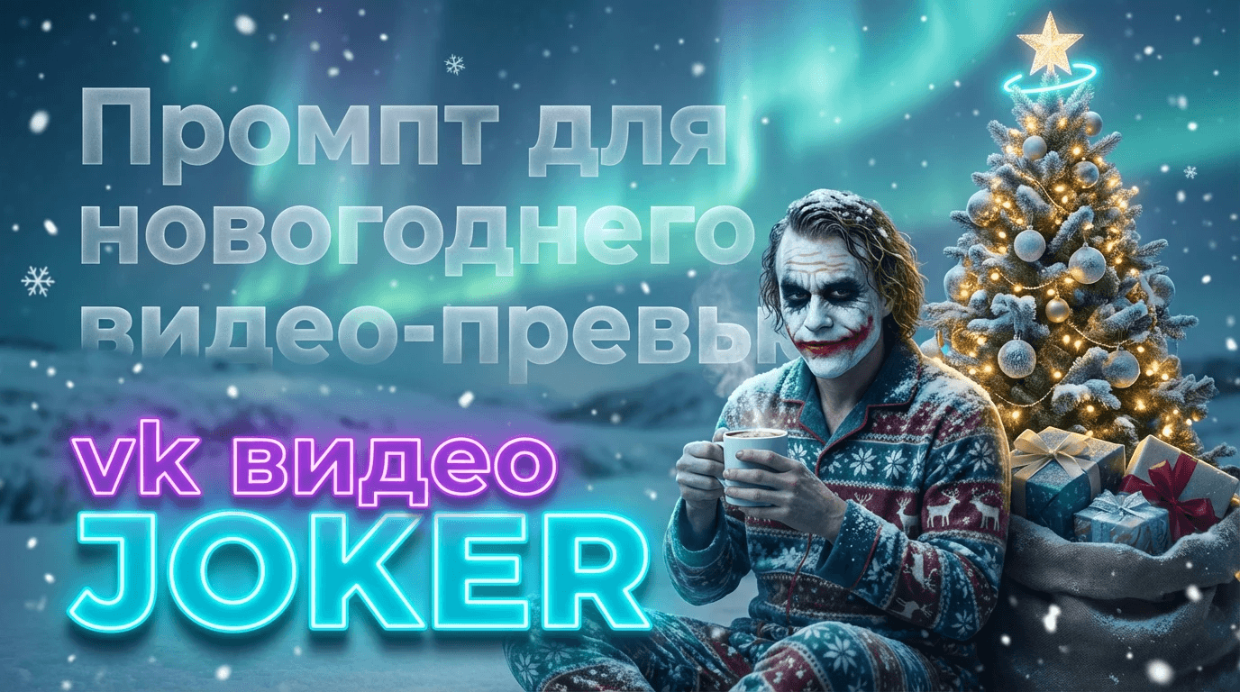 Новогодняя обложка стрима с кружкой и северным сиянием