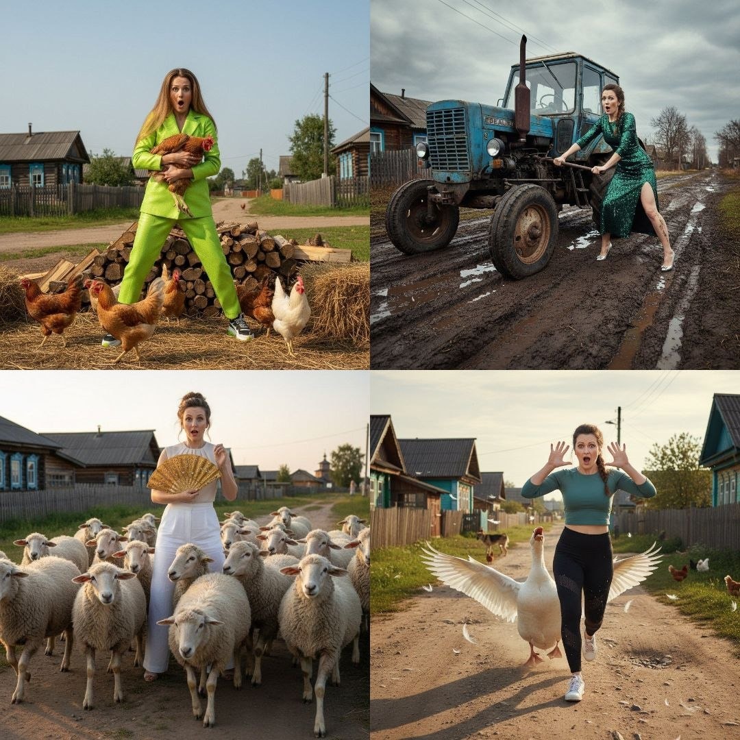 Четыре комичных приключения городской девушки в деревне