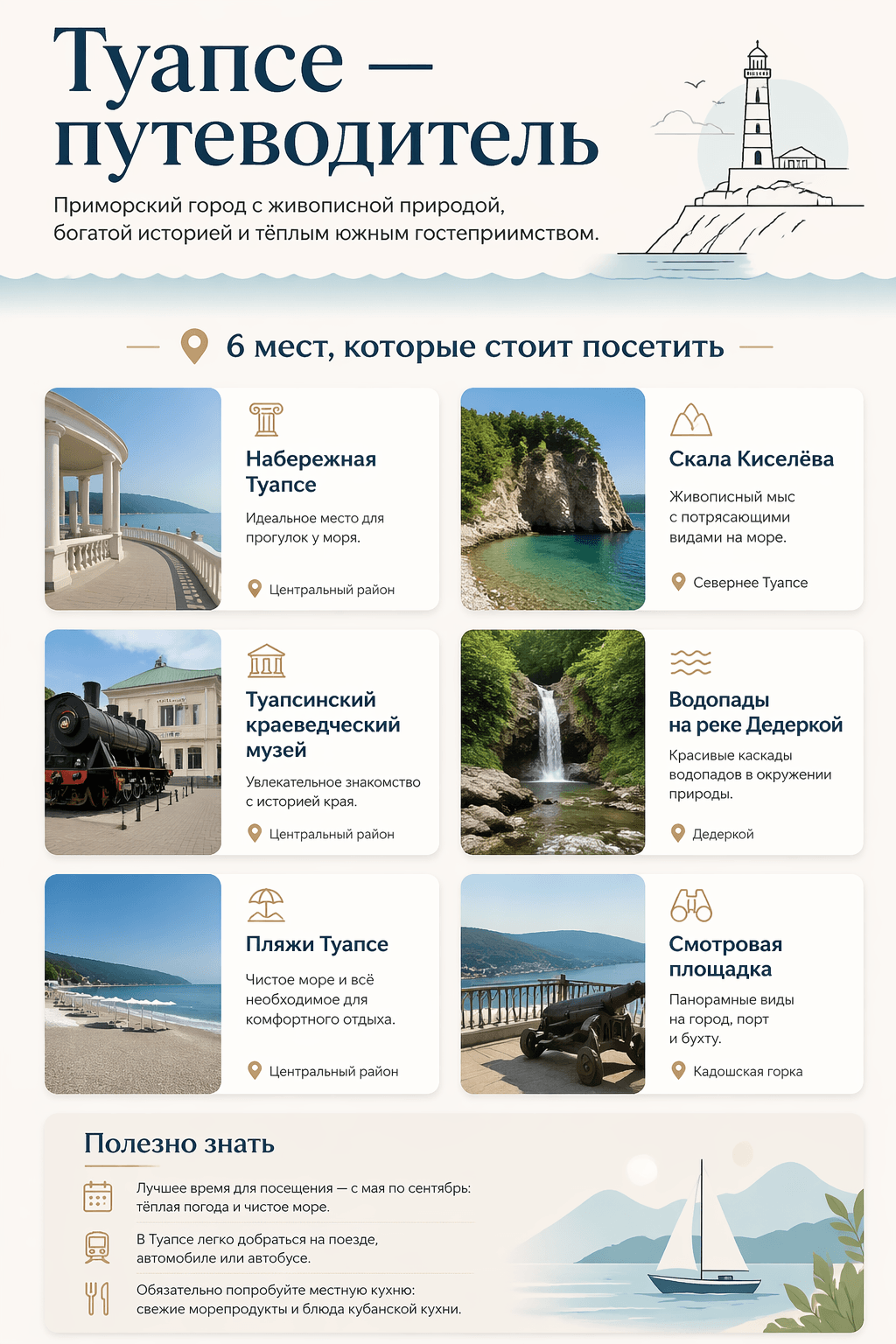 Туристическая инфографика города с шестью местами