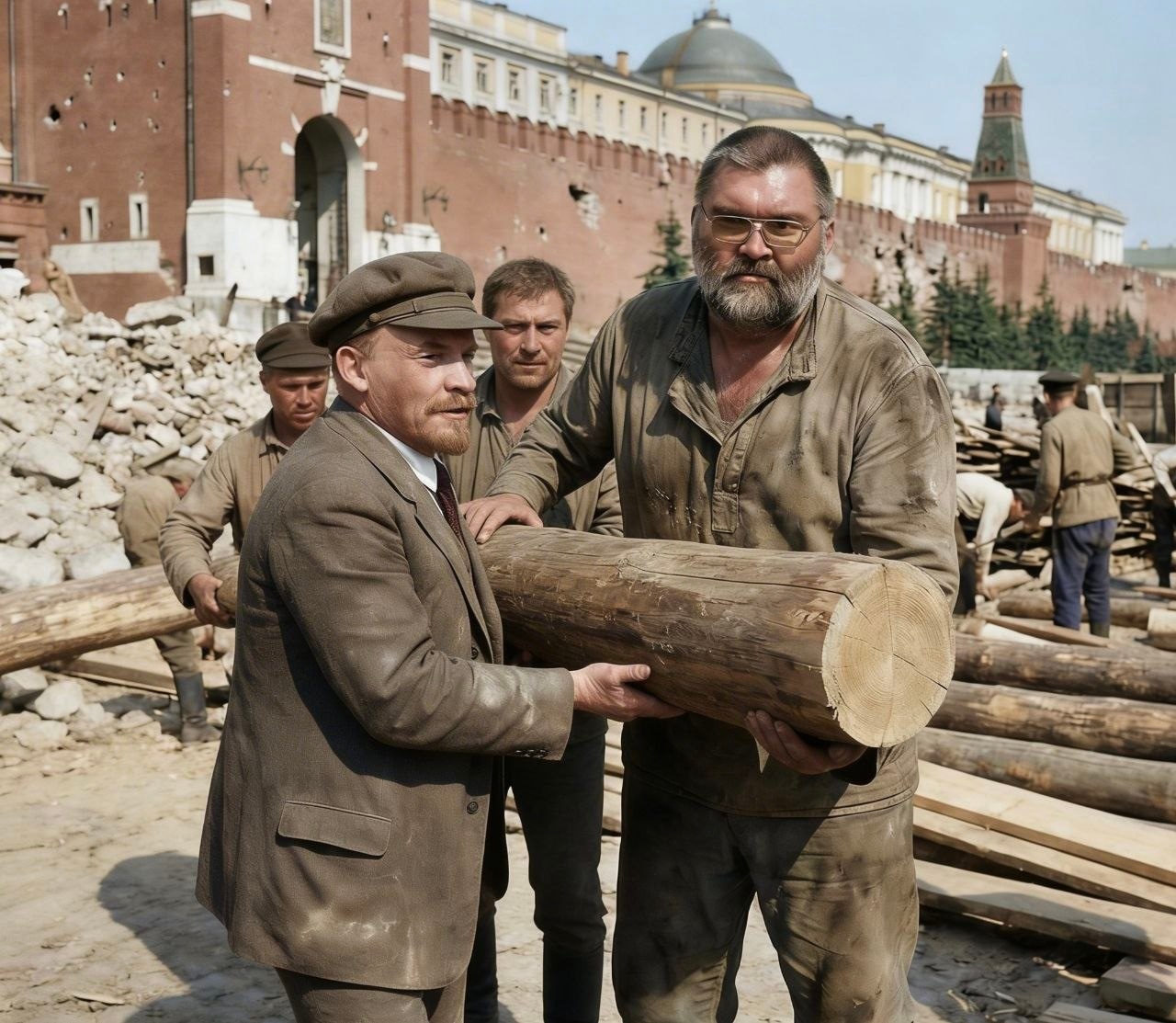 Субботник 1920 года: перенос бревна вместе с Лениным