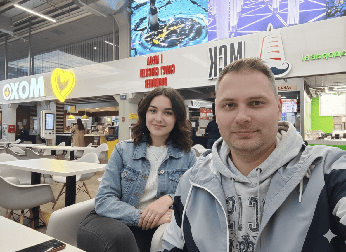 Добавление реалистичной девушки рядом с человеком на фото