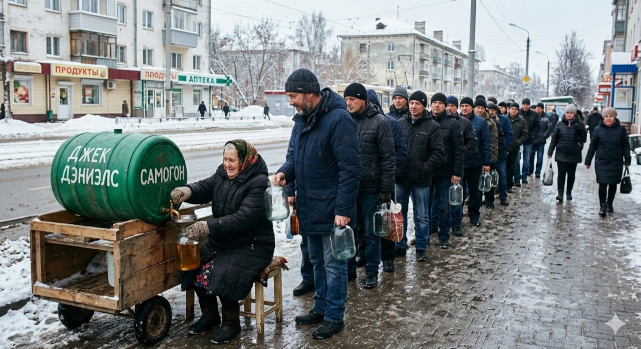 Очередь за «Джеком Дэниэлсом» из уличной бочки зимой