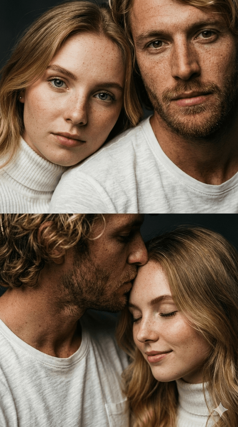 Двойной кинематографичный фотопортрет пары