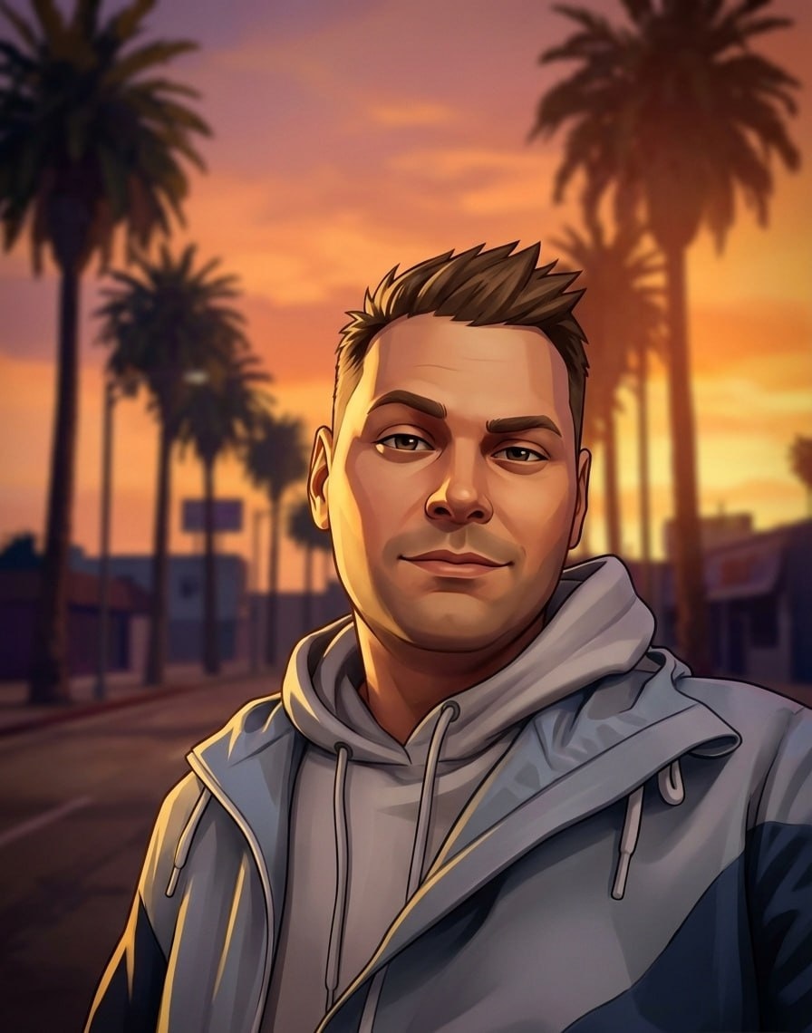 Аватар на закате в эстетике GTA San Andreas