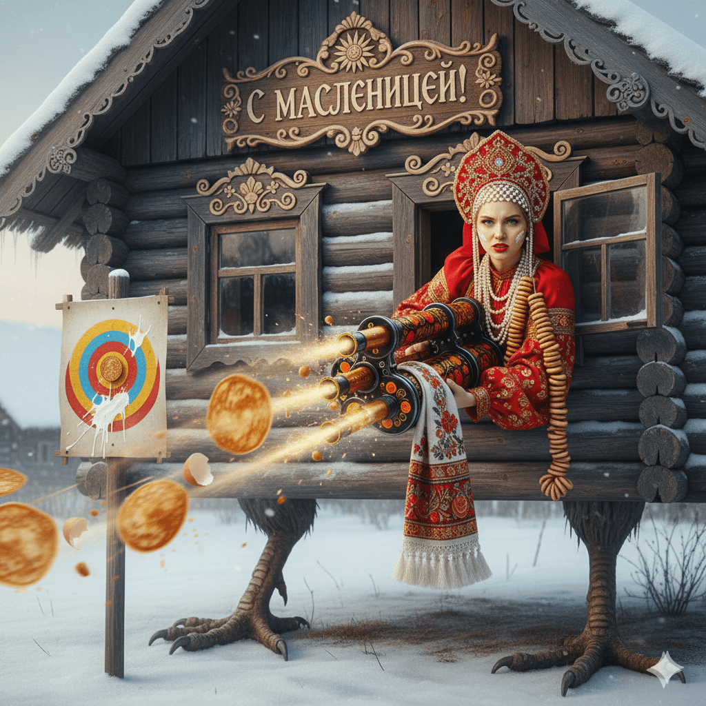 Масленичная избушка на куриных ножках с блиномётом
