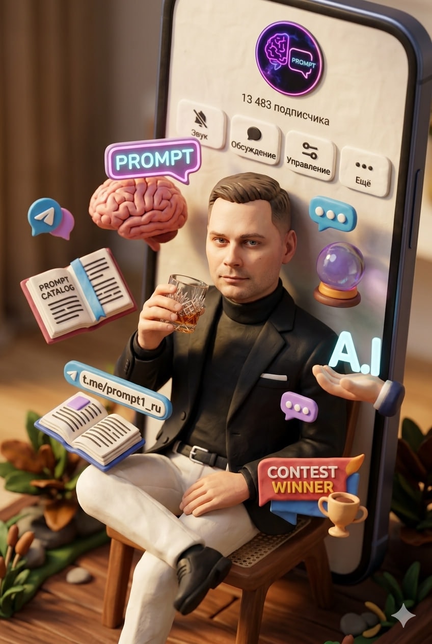 Персональная 3D-миниатюра у смартфона с символами интересов
