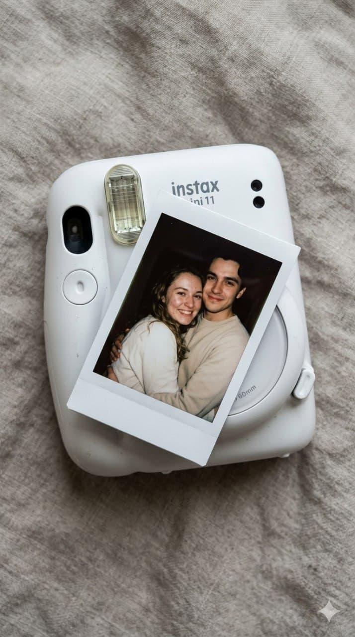 Фотография пары на снимке поверх Instax