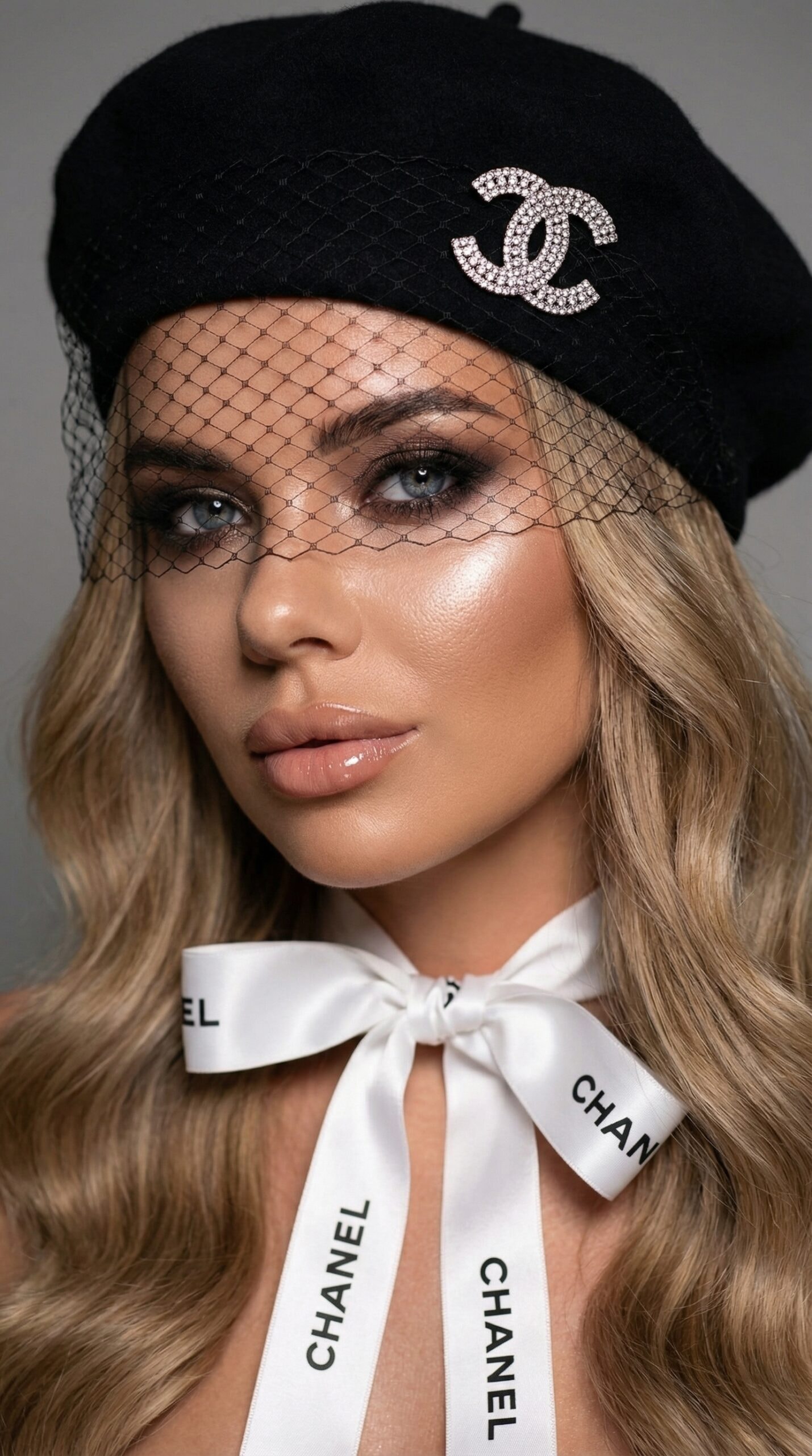 Женский портрет с беретом и лентой Chanel