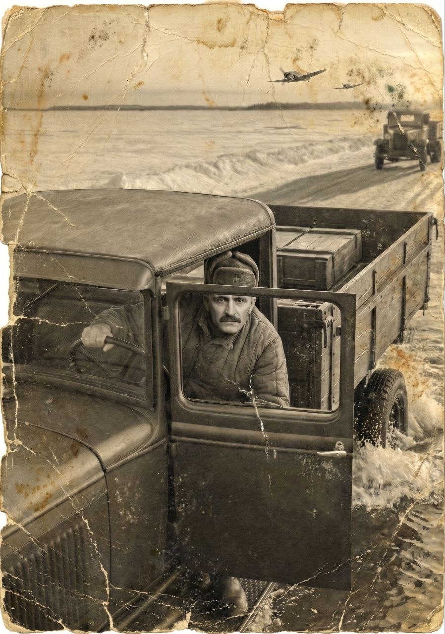 Водитель грузовика на Дороге жизни весной 1942 года