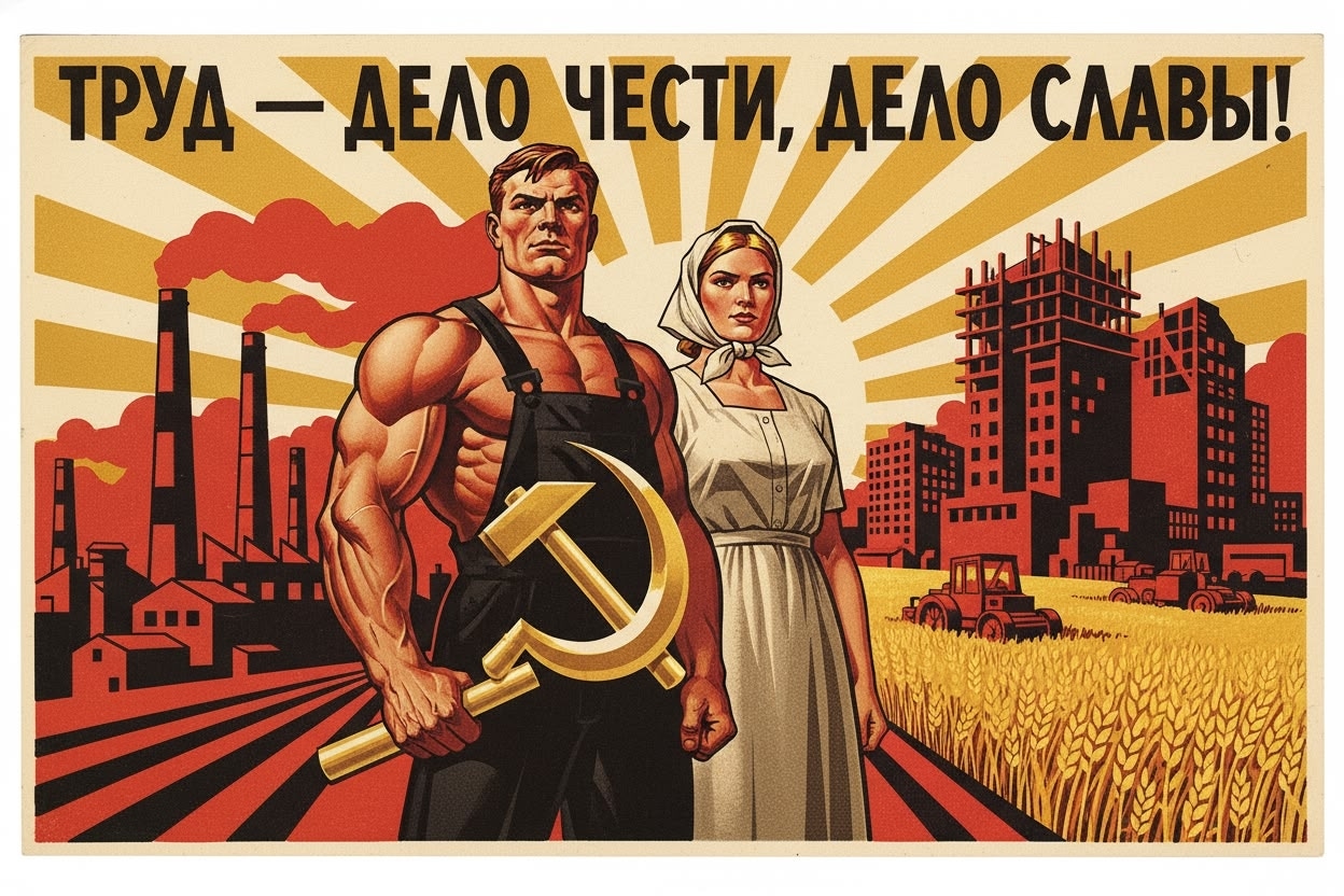 Советский плакат «Труд — дело чести, дело славы»