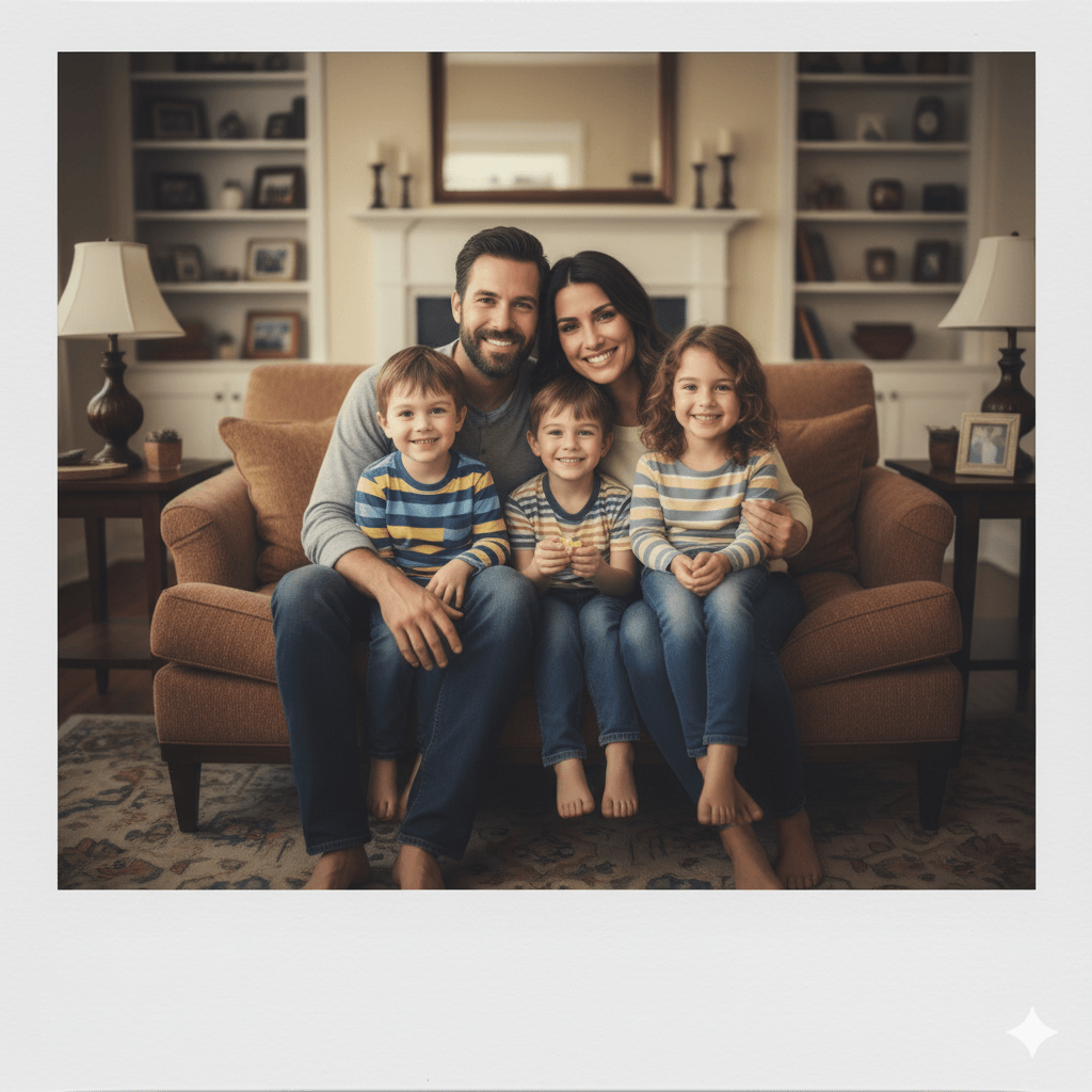 Семейный снимок в рамке Polaroid