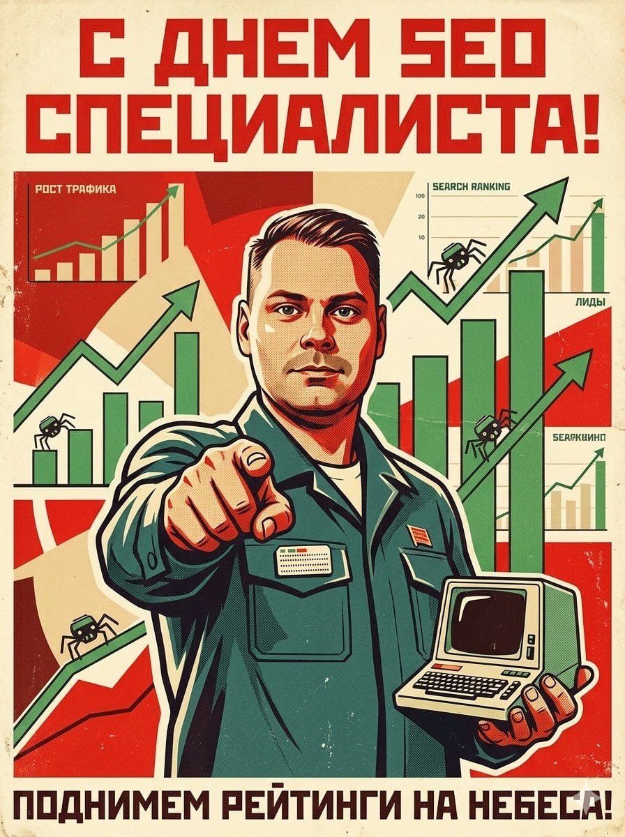 Ретроплакат ко Дню SEO-специалиста