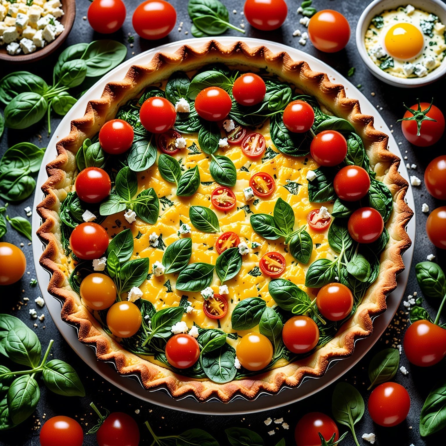 Киш со шпинатом и сыром фета