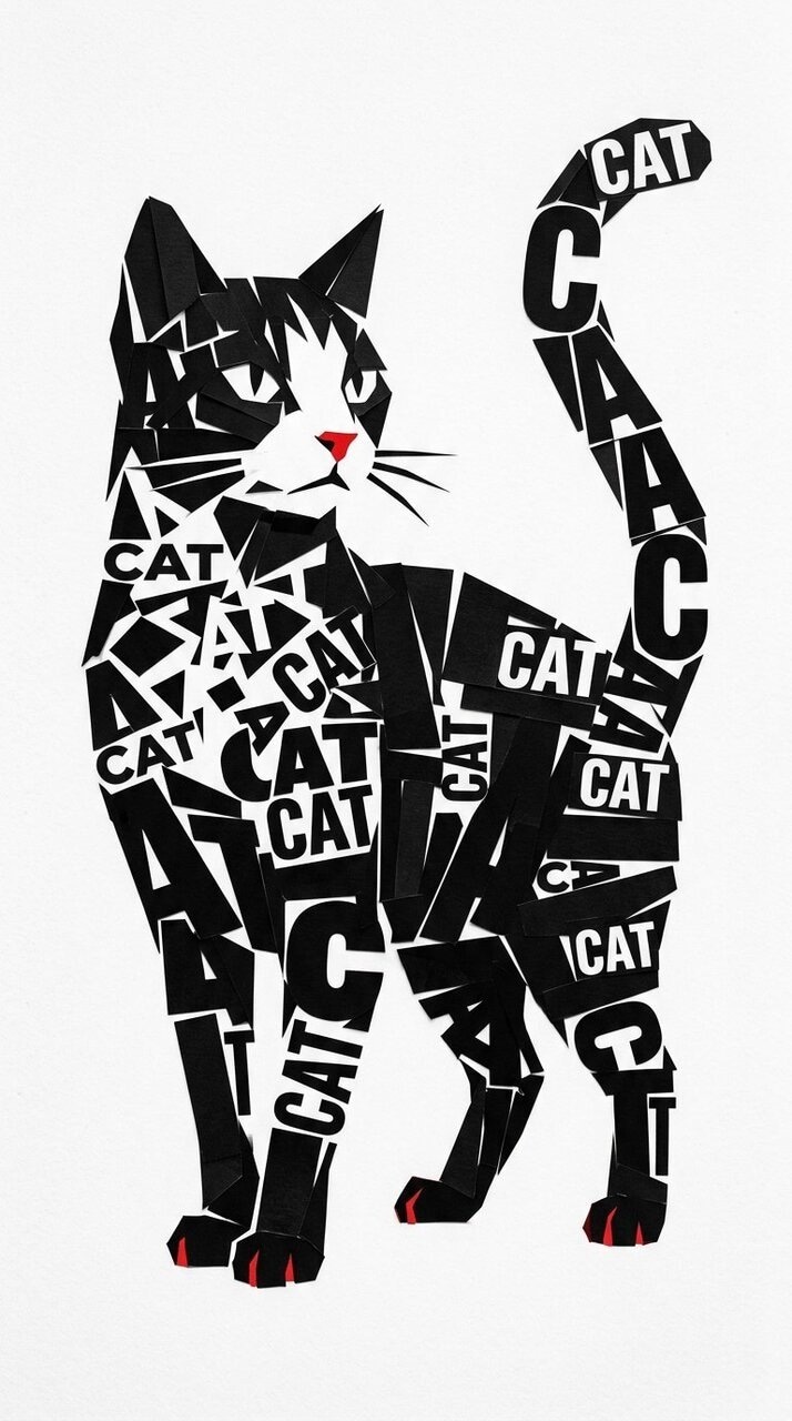 Силуэт кота из букв CAT