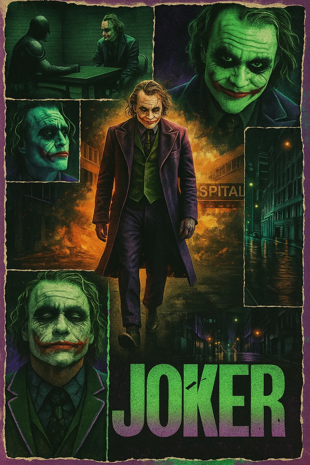 A retro vintage collage design of Heath Ledger as ...